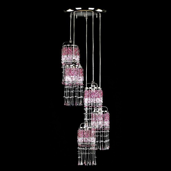 Lustra cu 5 pendule Cristal Bohemia Exclusive SMALL GAME 01-05 COLOUR MIX, Lustre Cristal Bohemia⭐ modele deosebite de candelabre din cristal Bohemia autentic din Cehia.✅Design Baroc de lux Premium Top❗ ➽ www.evalight.ro. a