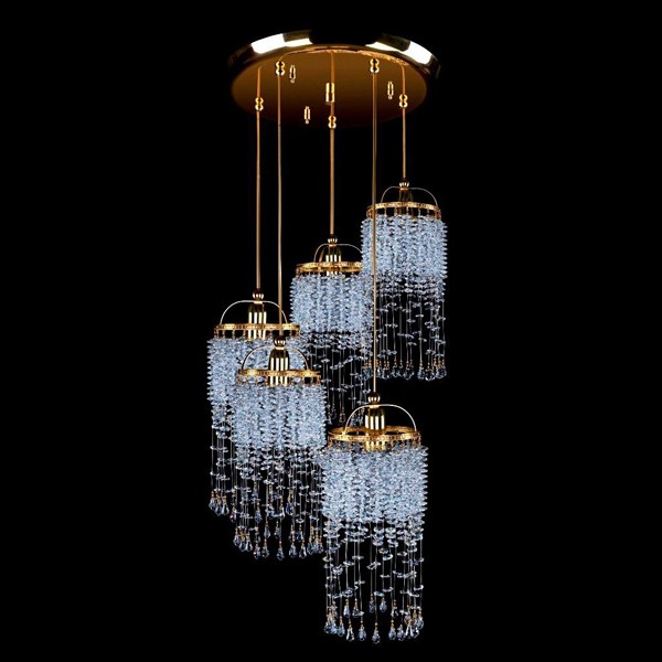 Lustra cu 5 pendule Cristal Bohemia Exclusive SMALL GAME 01-05, Lustre Cristal Bohemia⭐ modele deosebite de candelabre din cristal Bohemia autentic din Cehia.✅Design Baroc de lux Premium Top❗ ➽ www.evalight.ro. a