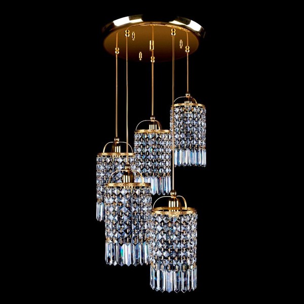 Lustra cu 5 pendule Cristal Bohemia Exclusive SMALL GAME 04-05, Lustre Cristal Bohemia⭐ modele deosebite de candelabre din cristal Bohemia autentic din Cehia.✅Design Baroc de lux Premium Top❗ ➽ www.evalight.ro. a