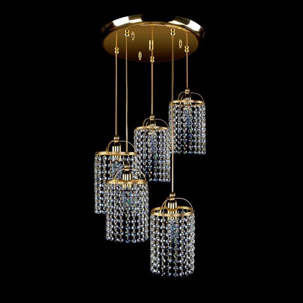 Lustra cu 5 pendule Cristal Bohemia Exclusive SMALL GAME 05-05, Lustre Cristal Bohemia⭐ modele deosebite de candelabre din cristal Bohemia autentic din Cehia.✅Design Baroc de lux Premium Top❗ ➽ www.evalight.ro. a