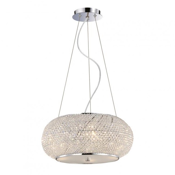 Lustra, Pendul inaltime reglabila, diam.45cm Pasha SP6 Cromo 082158, Pendule / Lustre suspendate moderne, LED⭐ modele elegante pentru bucatarie, living dormitor.✅DeSiGn decorativ unic!❤️Promotii lampi❗ ➽www.evalight.ro. Alege corpuri de iluminat suspendate pt interior stil modern, suspensii de tip pendule cu cristale, abajur material textil, lemn, metal, sticla, bec tip lumanare Edison sau LED, ieftine si de lux, calitate deosebita la cel mai bun pret. a