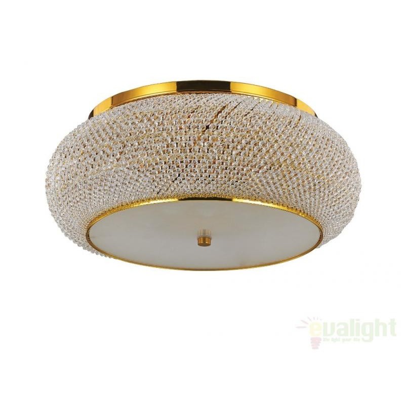 Plafonier modern diametru 55cm, Pasha PL10 Oro 100791, Lustre/Plafoniere clasice, tavan⭐modele elegante de lux pentru dormitor living, hol.✅DeSiGn decorativ unic!❤️Promotii lampi❗ ➽www.evalight.ro. Alege oferte la corpuri de iluminat interior stil clasic pt perete si tavane joase, decor cristal, bec LED sau vintage, ieftine de calitate deosebita la cel mai bun pret. a